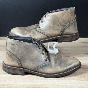 NAOT Chukka Boots Mens Size 14 Brown Leather Ankle Dress Distressed 3 Eye